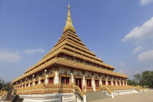 top of golden pagoda at the Thai temple, Khon kaen Thailand